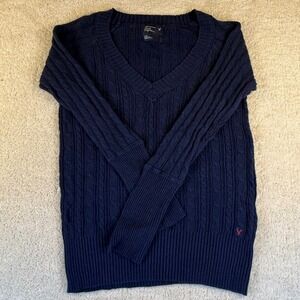 American Eagle Outfitters Dark Blue V-Neck Sweater